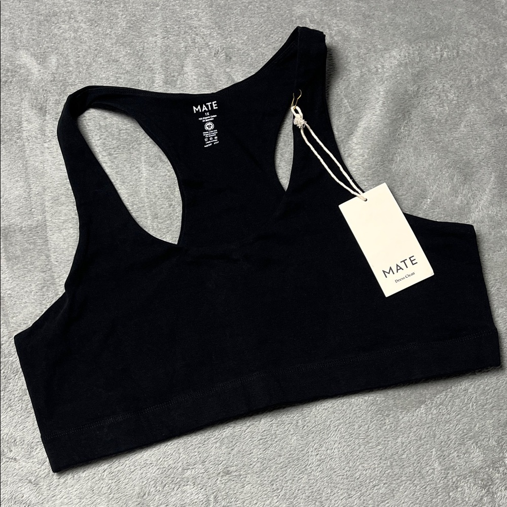 NEW MATE the Label 1X Organic Cotton Black Racerback Bra